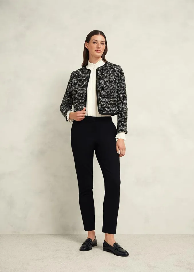 Women Coats and Jackets Hobbs Emilia Tweed Jacket Black Ivory