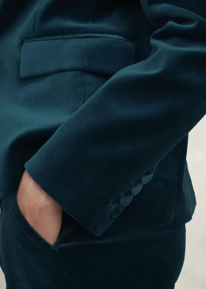 Women Coats and Jackets Hobbs Luna Velvet Jacket Riverside Blue