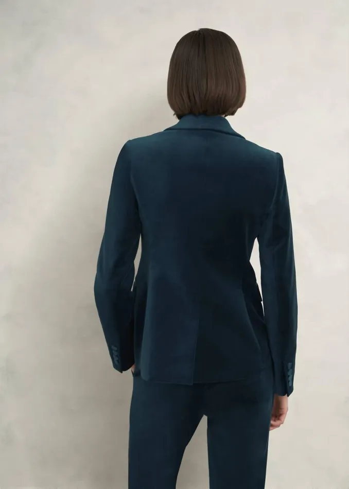 Women Coats and Jackets Hobbs Luna Velvet Jacket Riverside Blue