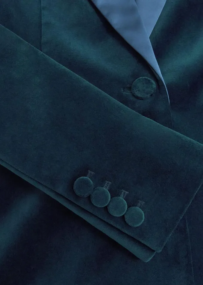 Women Coats and Jackets Hobbs Luna Velvet Jacket Riverside Blue
