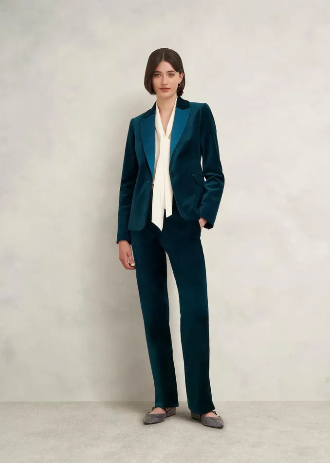 Women Coats and Jackets Hobbs Luna Velvet Jacket Riverside Blue