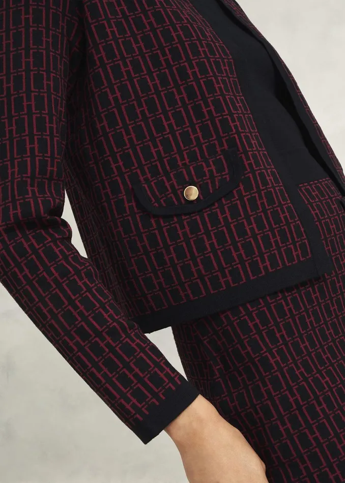 Women Coats and Jackets Hobbs Perrie Knitted Jacket Black Rhubarb