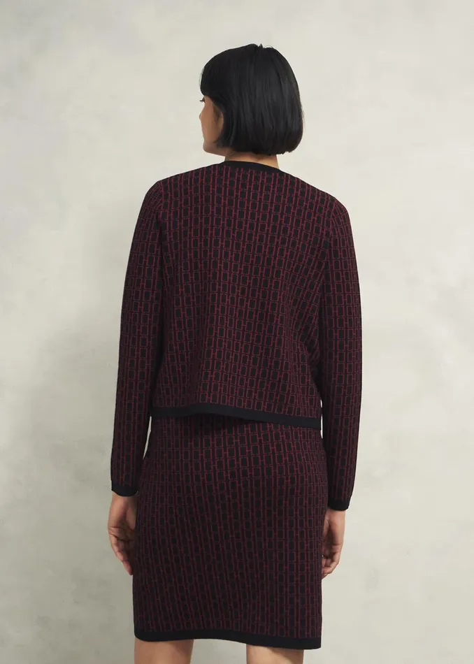 Women Coats and Jackets Hobbs Perrie Knitted Jacket Black Rhubarb