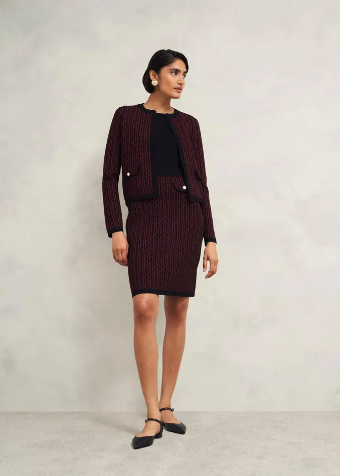 Women Coats and Jackets Hobbs Perrie Knitted Jacket Black Rhubarb