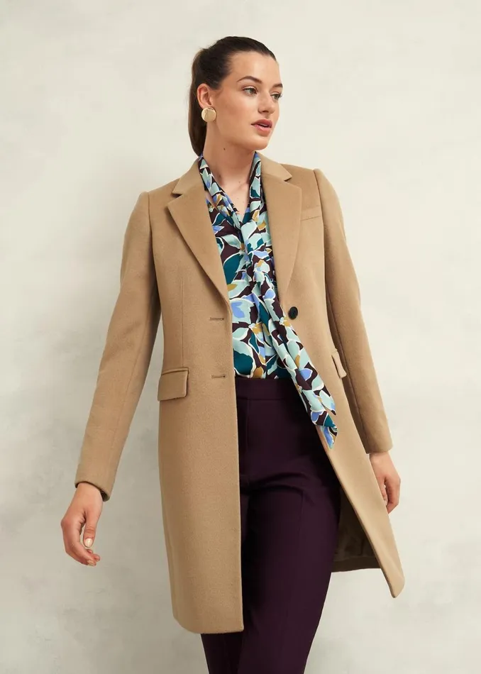Women Coats and Jackets Hobbs Petite Cavendish Wool Coat Hobbs Camel