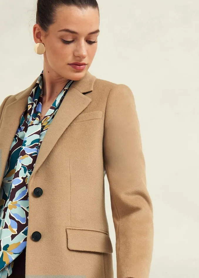 Women Coats and Jackets Hobbs Petite Cavendish Wool Coat Hobbs Camel