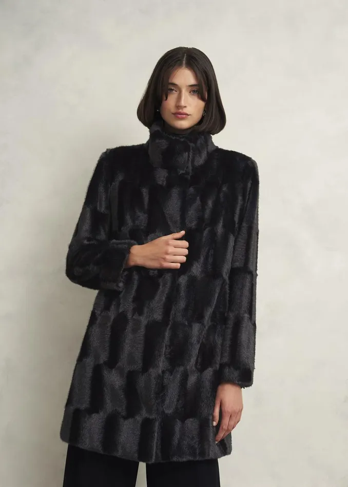 Women Coats and Jackets Hobbs Petite Rosanne Faux Fur Coat Black