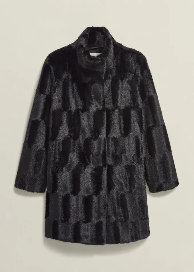 Women Coats and Jackets Hobbs Petite Rosanne Faux Fur Coat Black