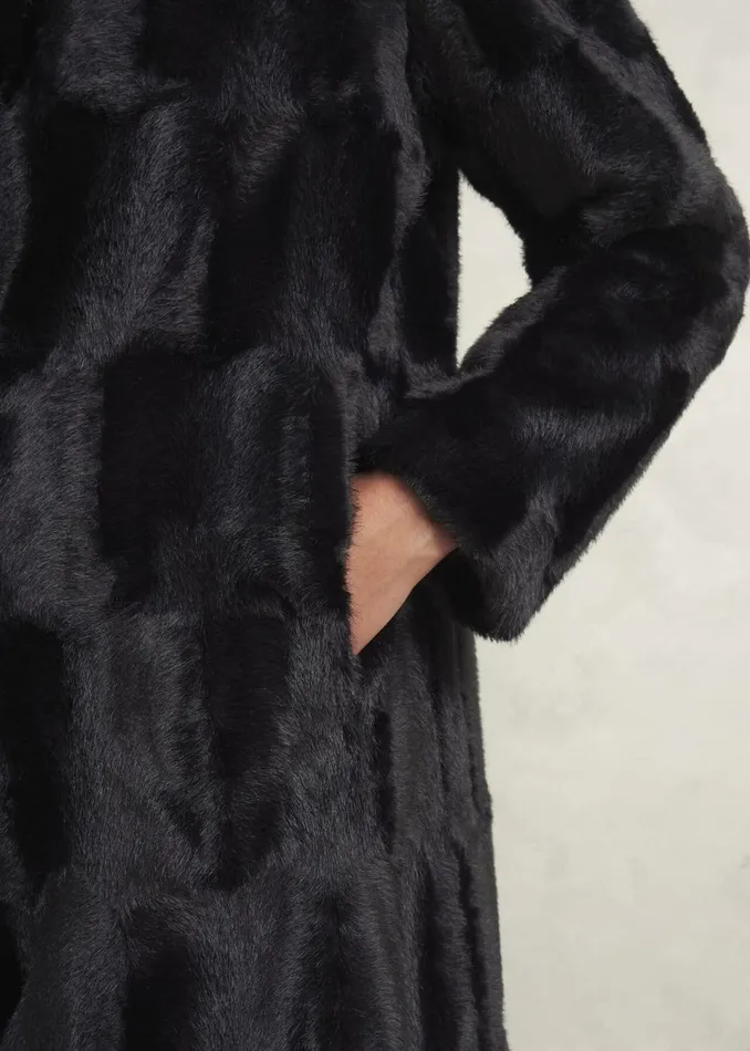 Women Coats and Jackets Hobbs Petite Rosanne Faux Fur Coat Black