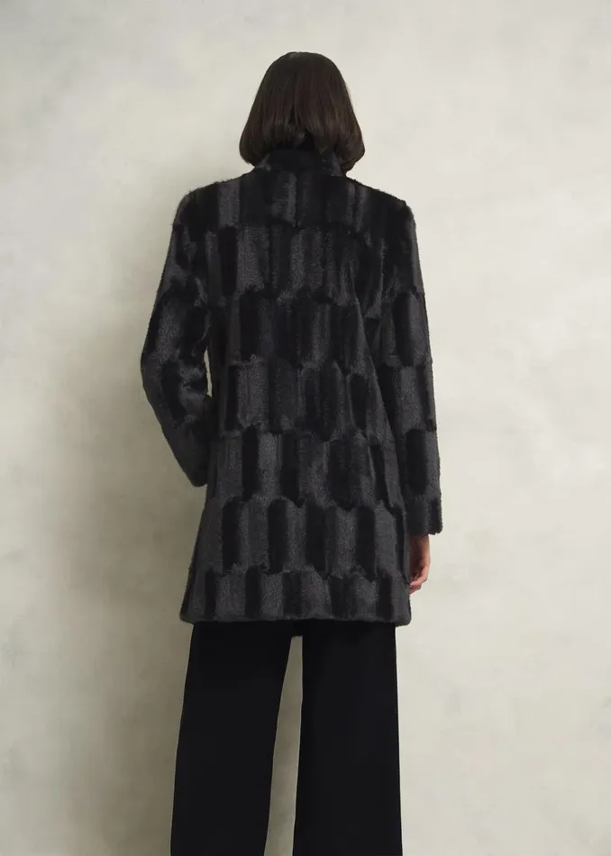 Women Coats and Jackets Hobbs Petite Rosanne Faux Fur Coat Black