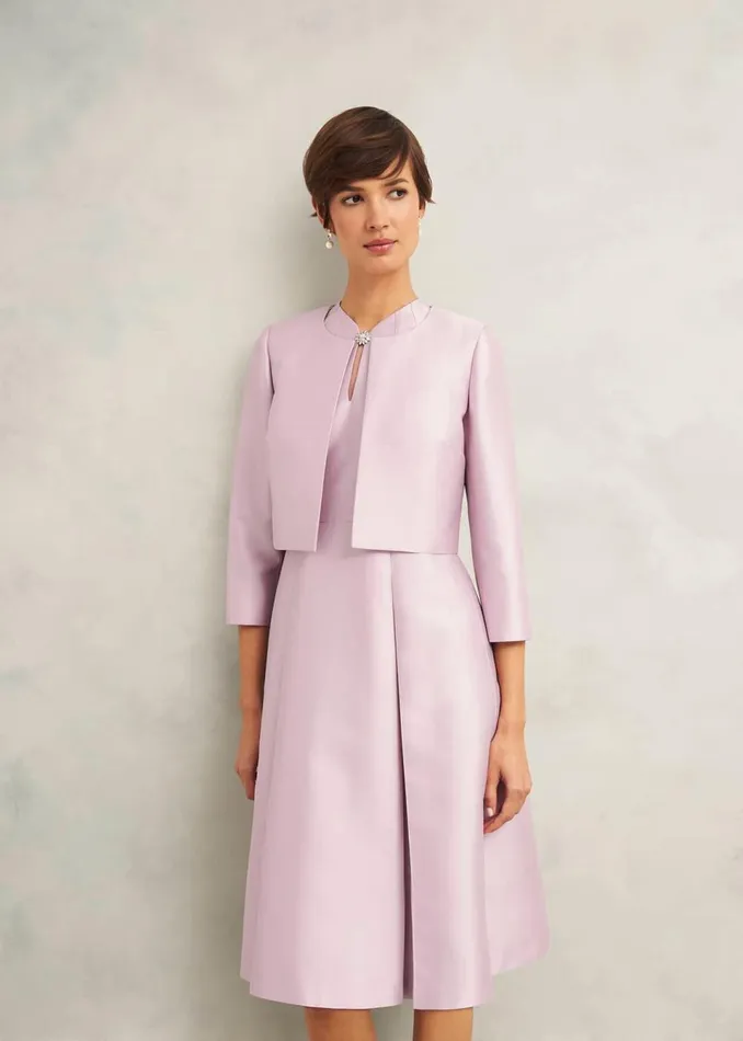 Women Coats and Jackets Hobbs Rhea Wool Silk Jacket Soft Petal Pink