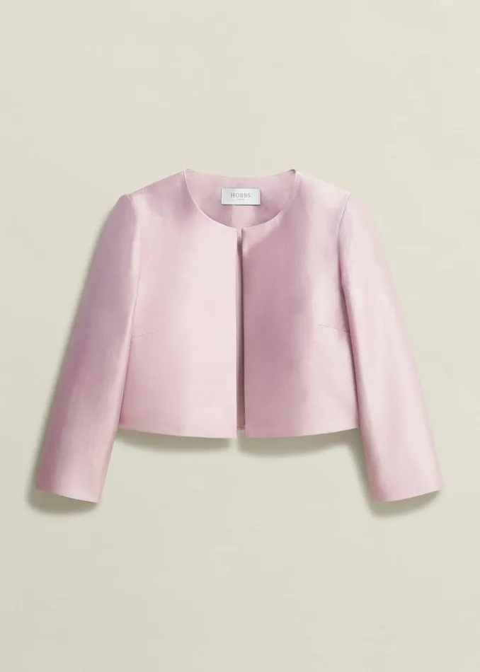Women Coats and Jackets Hobbs Rhea Wool Silk Jacket Soft Petal Pink