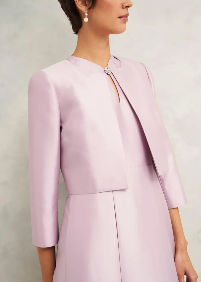 Women Coats and Jackets Hobbs Rhea Wool Silk Jacket Soft Petal Pink