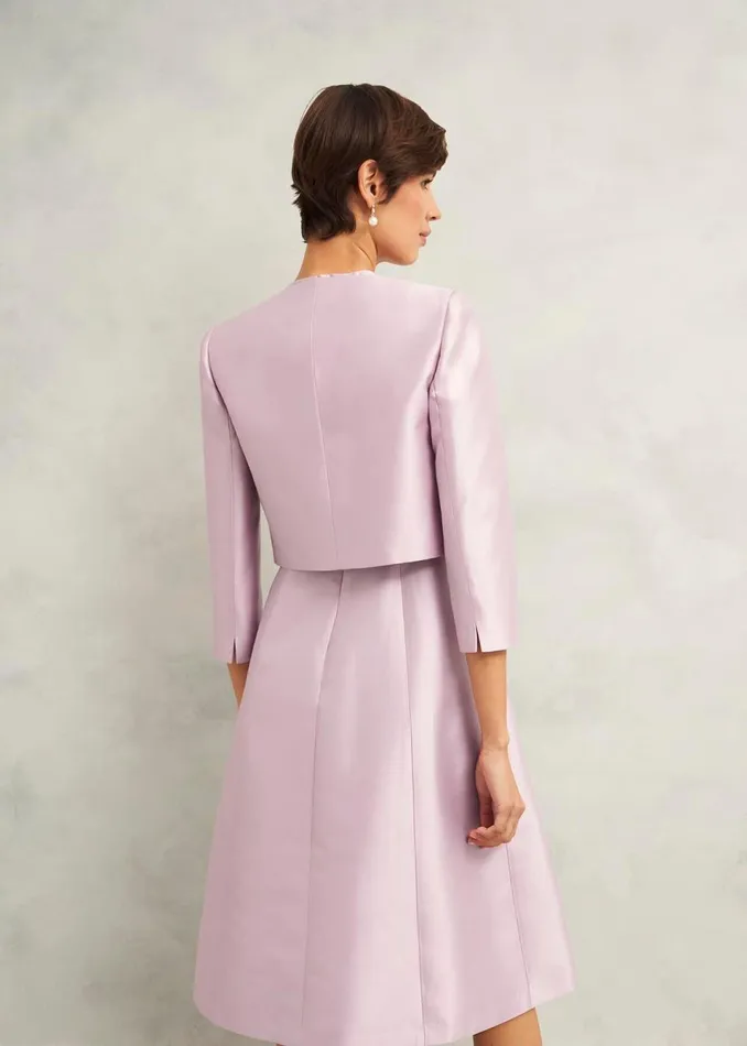 Women Coats and Jackets Hobbs Rhea Wool Silk Jacket Soft Petal Pink