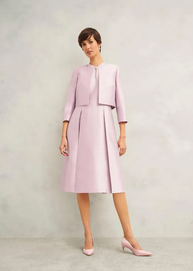 Women Coats and Jackets Hobbs Rhea Wool Silk Jacket Soft Petal Pink