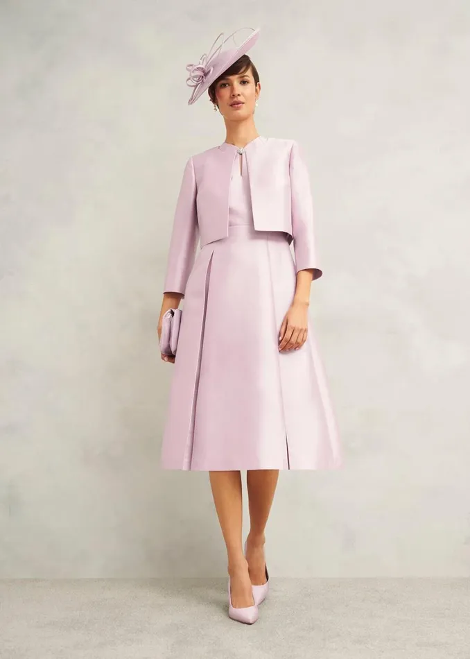 Women Coats and Jackets Hobbs Rhea Wool Silk Jacket Soft Petal Pink
