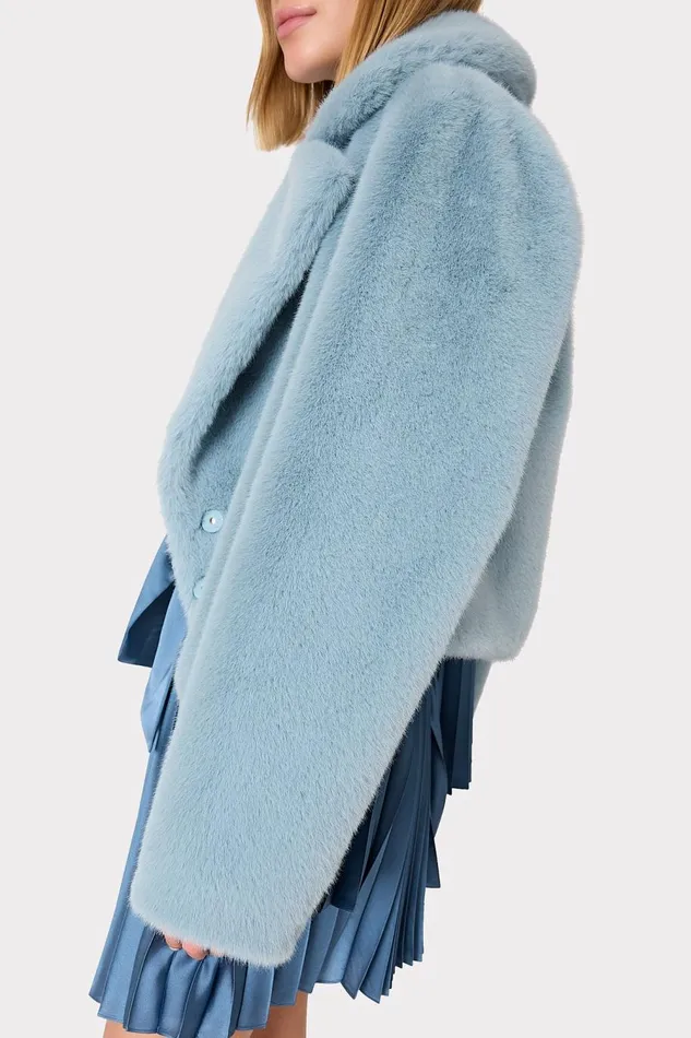Women Coats and Jackets Milly Arya Faux Fur Jacket Blue Women Coats and Jackets Milly Arya Faux Fur Jacket Blue