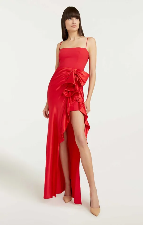 Women Cocktail and Evening Cinq Sept Drina Gown Pimento Red