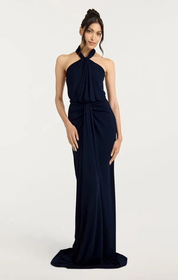 Women Cocktail and Evening Cinq Sept Kaily Gown Navy