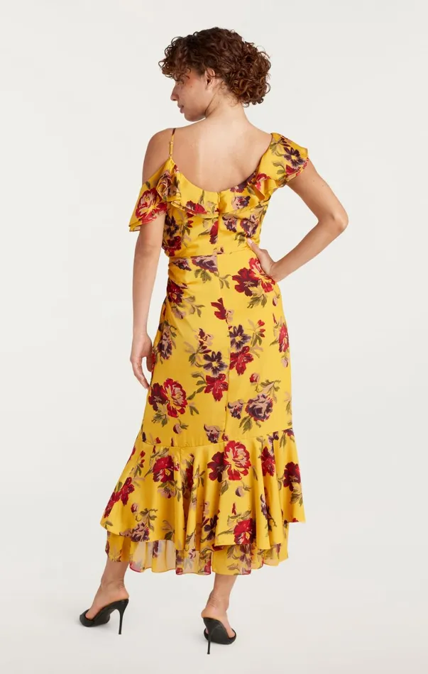Women Cocktail and Evening Cinq Sept Nara Dress Deep Gold Multi
