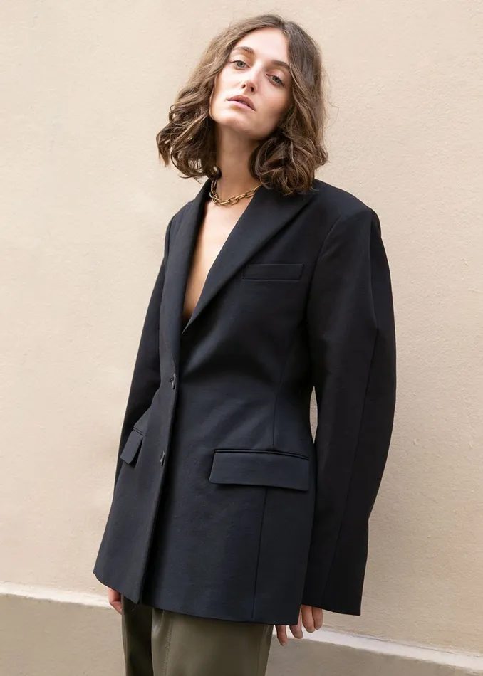 Women Colette Hourglass Blazer 8211 Black The Frankie Shop Outerwear
