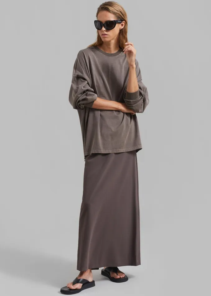 Women Collins Long Sleeve Tee 8211 Brown The Frankie Shop Tops