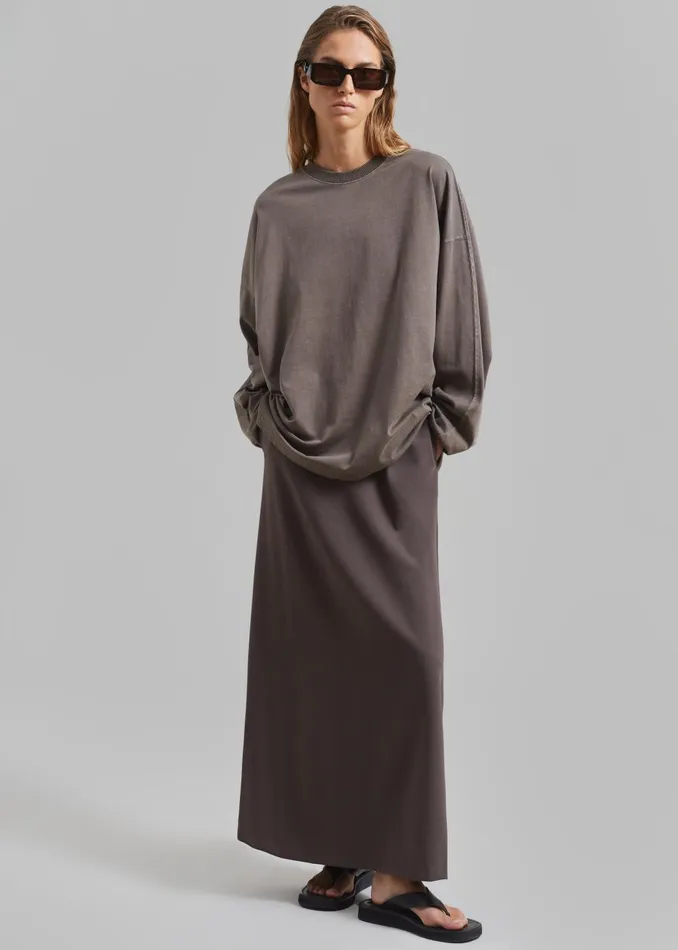 Women Collins Long Sleeve Tee 8211 Brown The Frankie Shop Tops