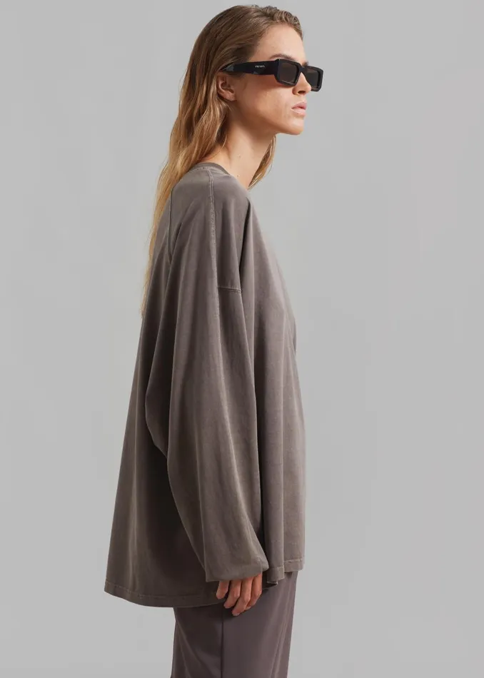 Women Collins Long Sleeve Tee 8211 Brown The Frankie Shop Tops