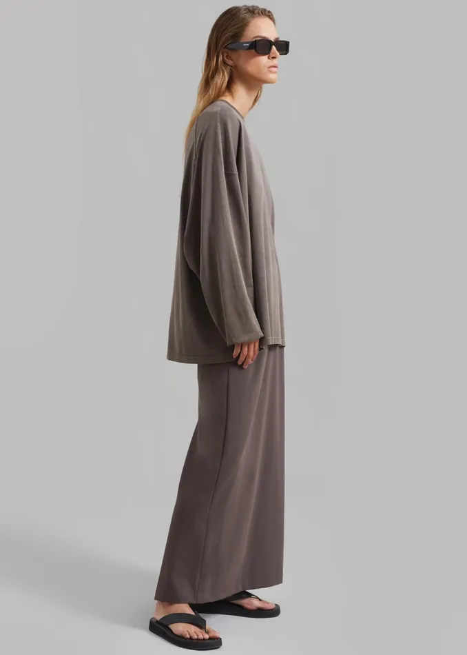Women Collins Long Sleeve Tee 8211 Brown The Frankie Shop Tops