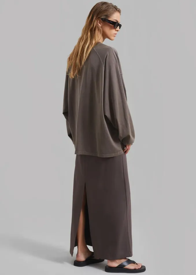 Women Collins Long Sleeve Tee 8211 Brown The Frankie Shop Tops