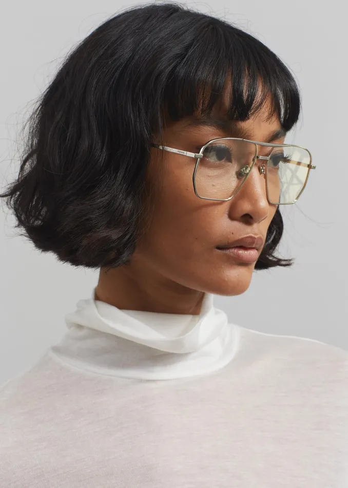 Women Coperni Aviator Sunglasses 8211 SilverClear The Frankie Shop