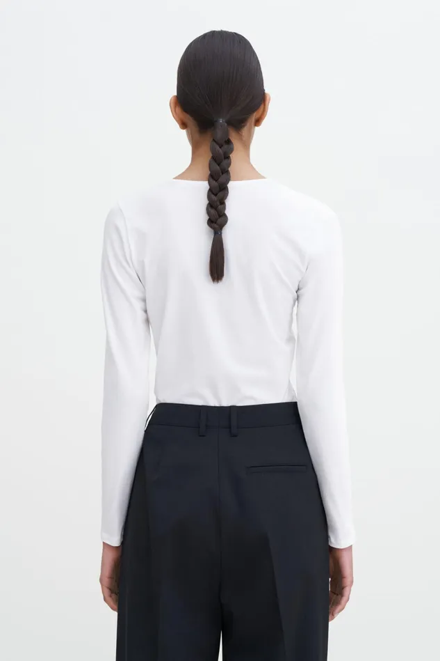Women Cotton Stretch Long Sleeve White Filippa K Tops