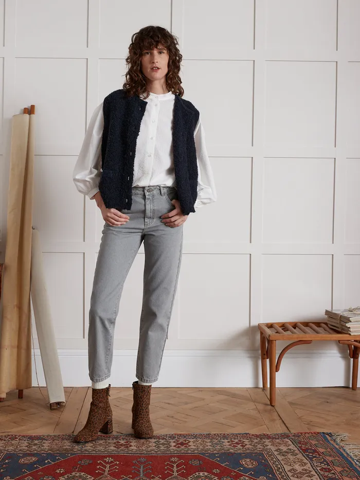 Women Cyrillus Clothing Blouse Made With Plain Flowing Seersucker Ecru