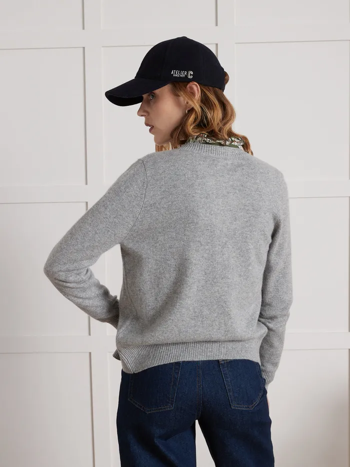 Women Cyrillus Clothing Button Cardigan 8211 The Cashmere Collection Gris Chine