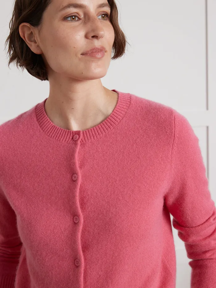 Women Cyrillus Clothing Button Cardigan 8211 The Cashmere Collection Rose