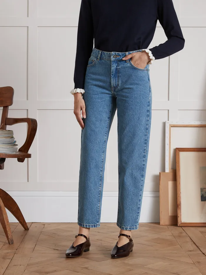 Women Cyrillus Clothing Claire Mom Organic Cotton Jeans With An EcoFriendly Wash Denim Stone
