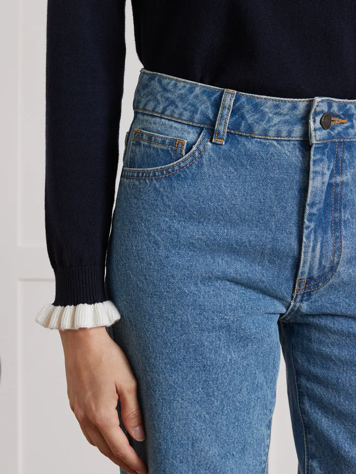 Women Cyrillus Clothing Claire Mom Organic Cotton Jeans With An EcoFriendly Wash Denim Stone