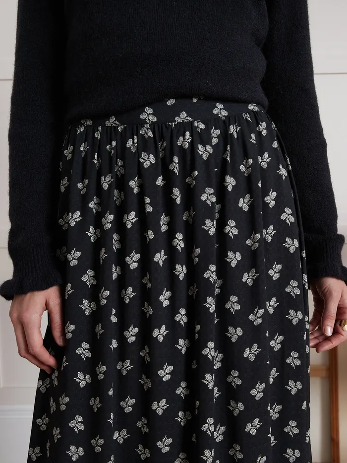 Women Cyrillus Clothing Diane Print MidLength Dobby Viscose Skirt Imp Diane Navy Noir