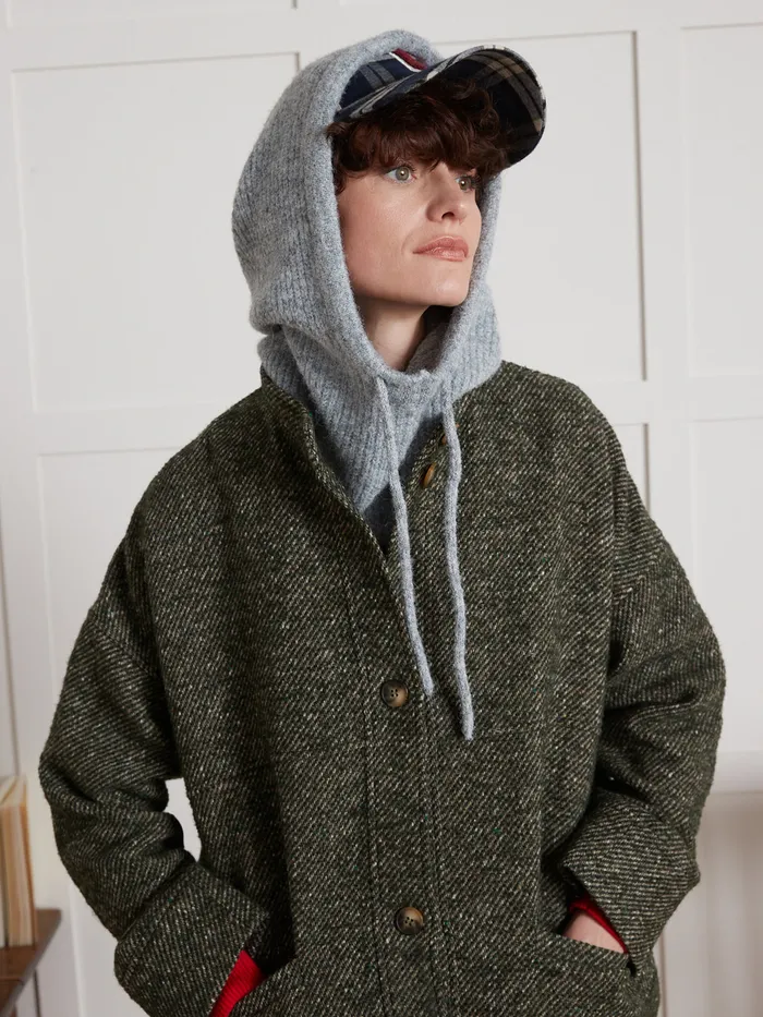 Women Cyrillus Clothing Loose Speckled Twill Coat Vert