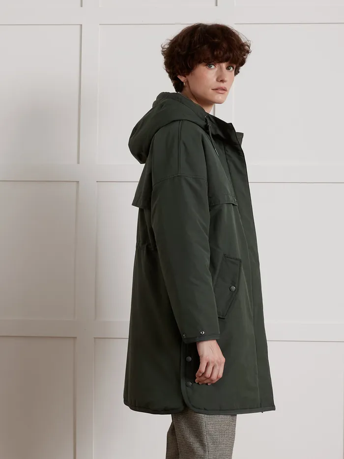 Women Cyrillus Clothing MidLength Oversize Parka Green