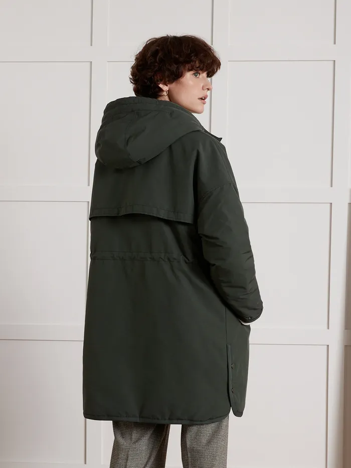 Women Cyrillus Clothing MidLength Oversize Parka Green