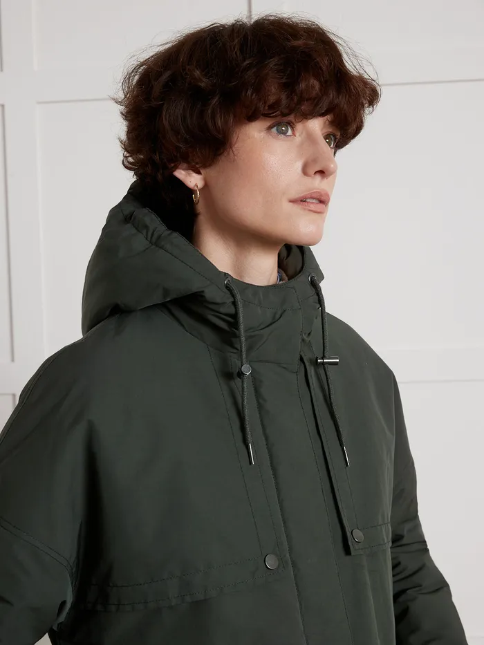 Women Cyrillus Clothing MidLength Oversize Parka Green