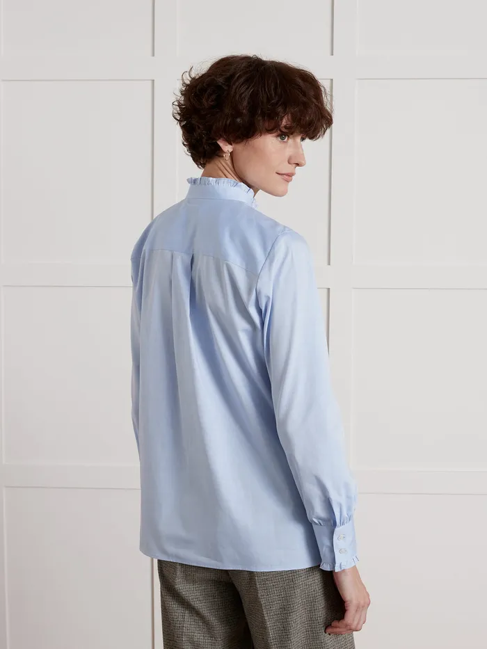 Women Cyrillus Clothing Oxford Cloth Emilie Shirt In Organic Cotton Bleu
