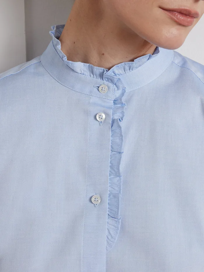 Women Cyrillus Clothing Oxford Cloth Emilie Shirt In Organic Cotton Bleu
