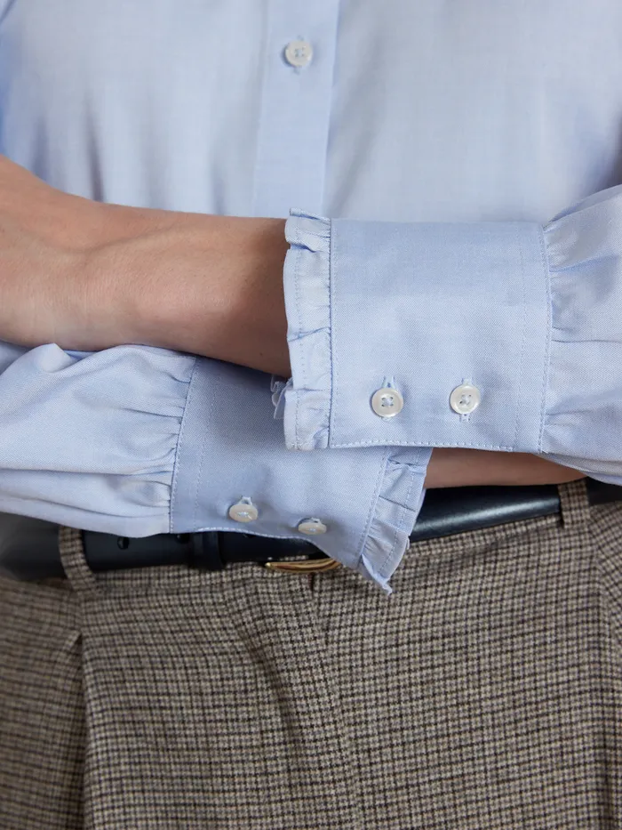 Women Cyrillus Clothing Oxford Cloth Emilie Shirt In Organic Cotton Bleu
