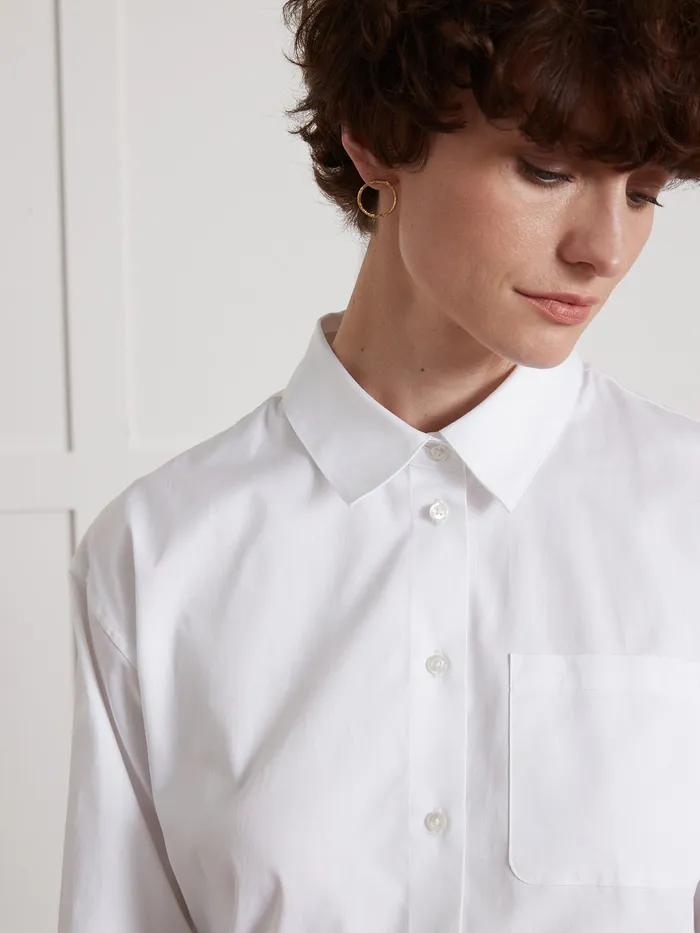 Women Cyrillus Clothing Plain Organic Cotton Oxford Shirt Blanc