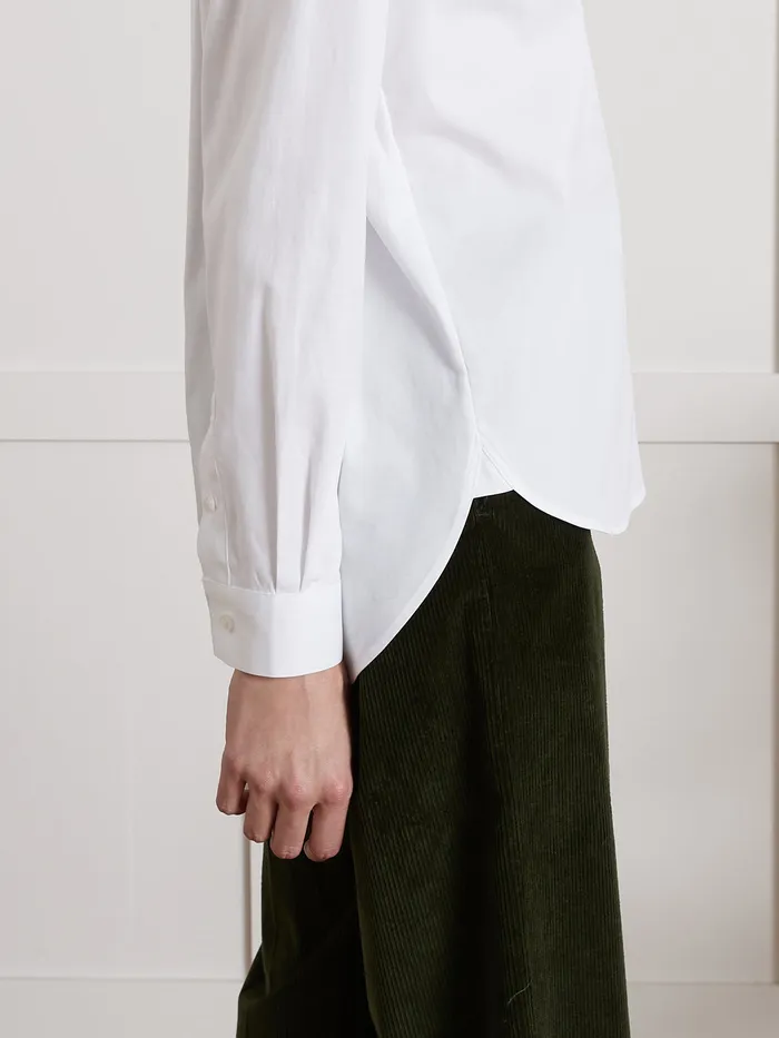 Women Cyrillus Clothing Plain Organic Cotton Oxford Shirt Blanc