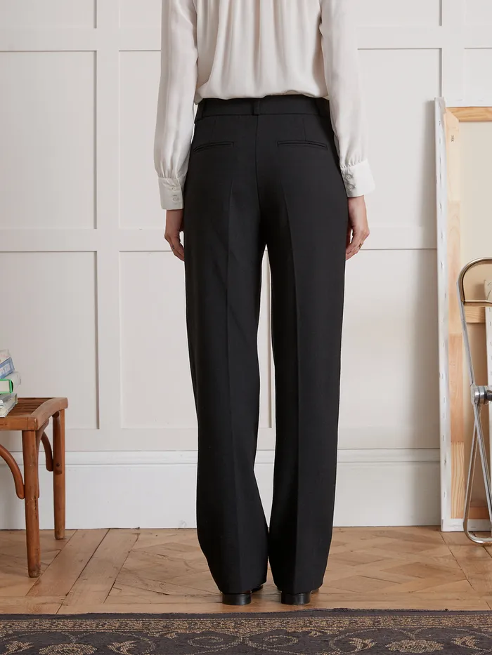 Women Cyrillus Clothing Plain StraightLeg Alma Trousers Noir