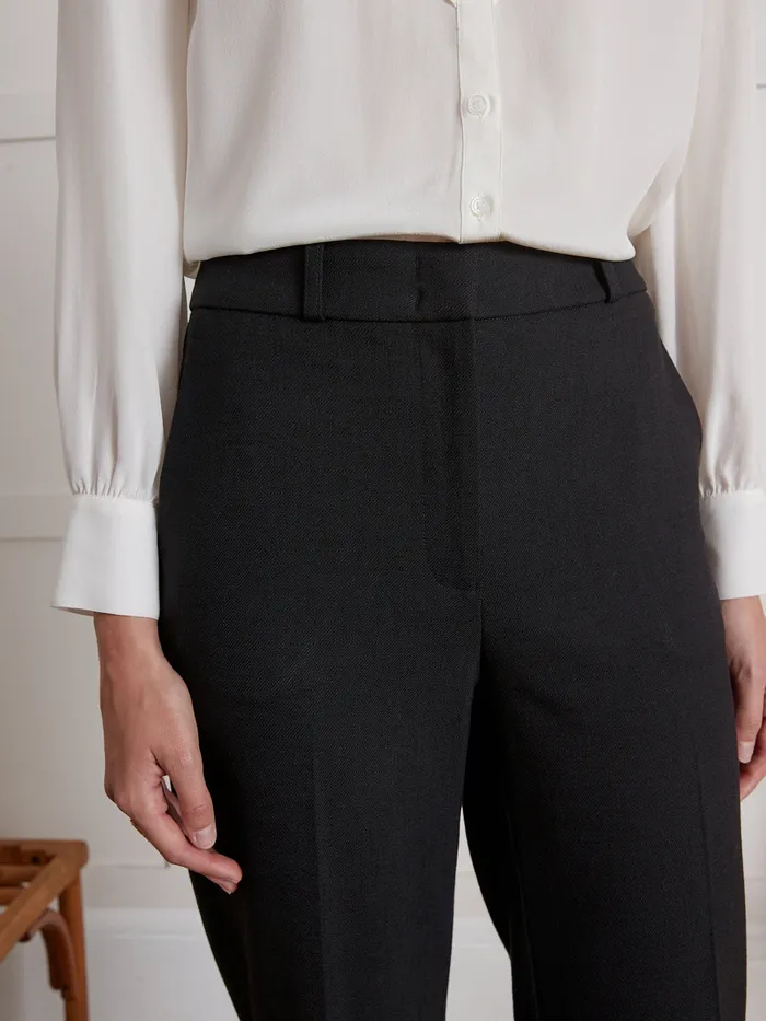 Women Cyrillus Clothing Plain StraightLeg Alma Trousers Noir