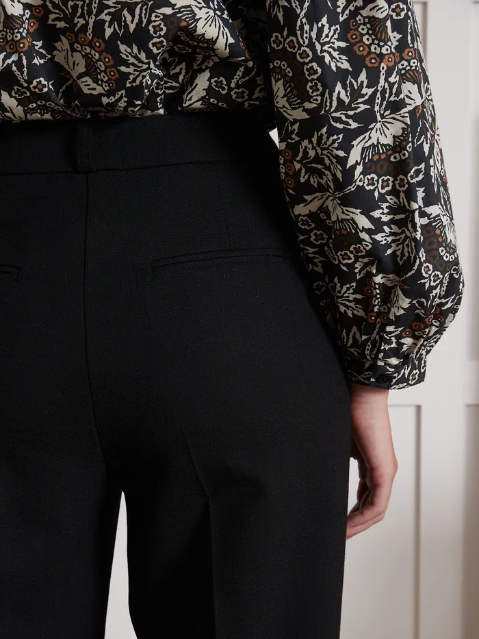 Women Cyrillus Clothing Plain StraightLeg Alma Trousers Noir